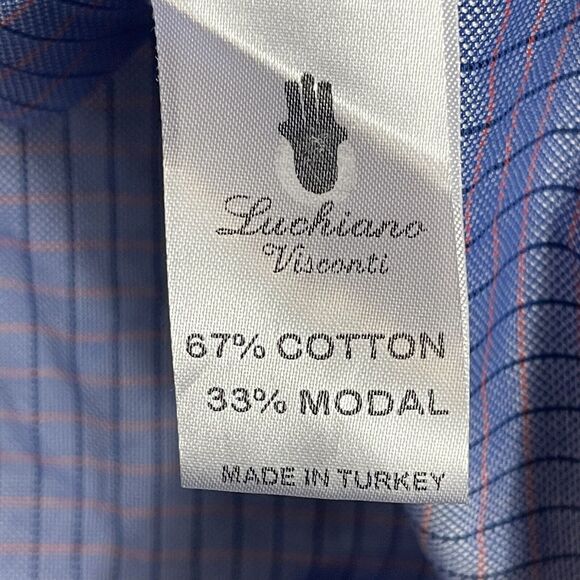 Luchiano‎ Visconti Shirt Mens XXL Blue Striped Casual Button Up Preppy Adult - Picture 8 of 10